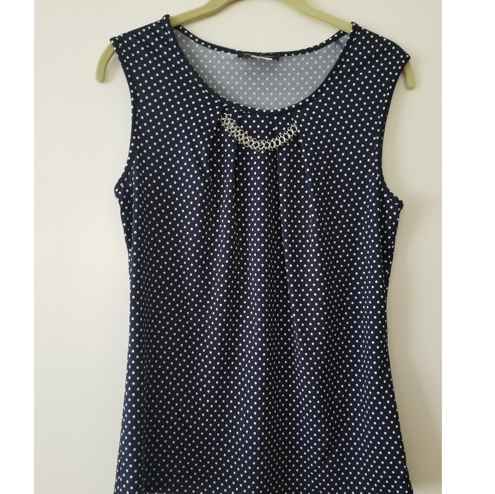 Dark blue poka dotted dressy top